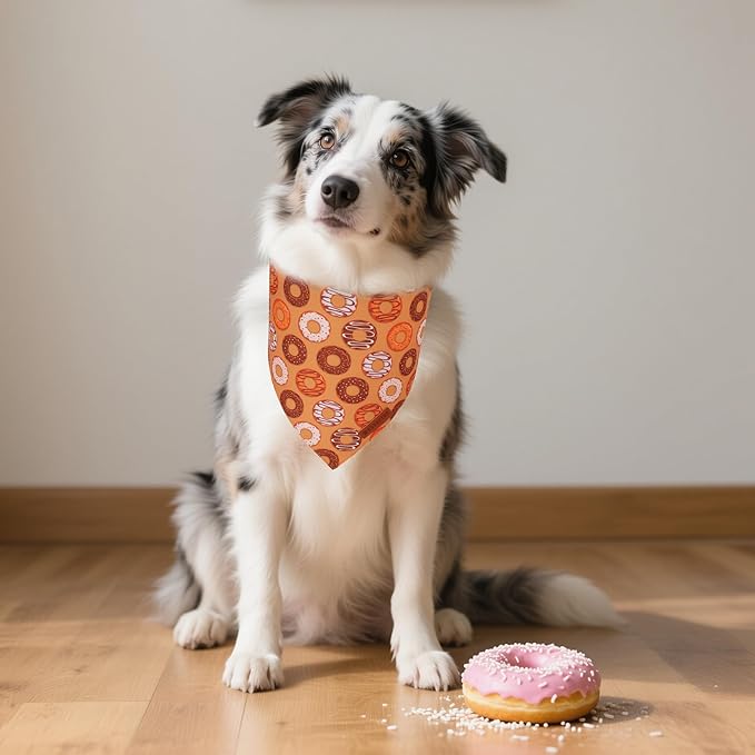 ADOGGYGO Dog Bandanas Boy Girl, Reversible Football Donuts Pet Scarf, Premium Fabric, Adjustable Fit Brown Football Bandanas for Extra Large Dogs (X-Large)