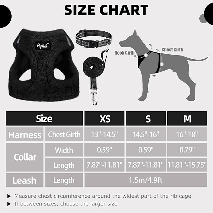 PUPTECK Adjustable Dog Harness Collar and Leash Set Step in No Pull Pet Harness for Small Medium Dogs Puppy and Cats Outdoor Walking Running, Soft Mesh Padded Reflective Vest Harnesses, Black M