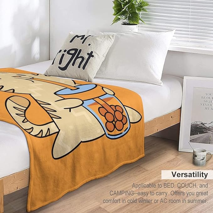 Cat Blanket Gifts - 60"x80" Cute Throw Blanket for Adults Kids - Orange Soft Plush Throws for Bed, Couch & Travel