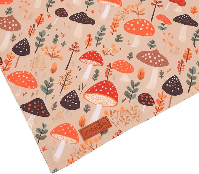 PTDECOR Fall Dog Bandana, Pumpkin Mushroom Design Scarf Reversible Holiday Dog Scarf, Triangle Thanksgiving Bandanas for Medium Large Pets (Large)