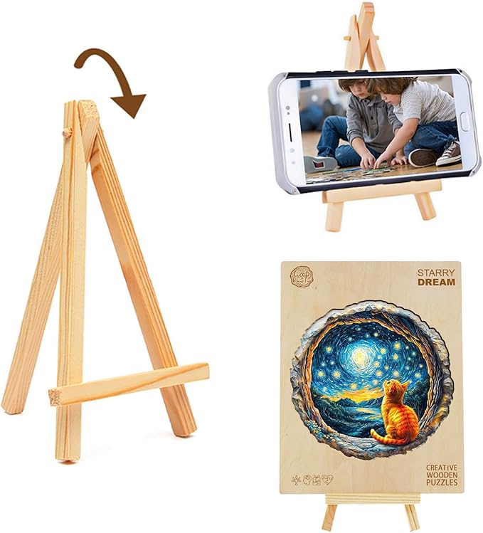 Jigfoxy Wooden Puzzles for Adults, Starry Night Wood Puzzles Adult, Unique Animal Shape Wooden Jigsaw Puzzles for Adults, Birthday Gifts for Puzzle Lovers, Family, Friend (S-8.5 * 8.3in-100pcs)