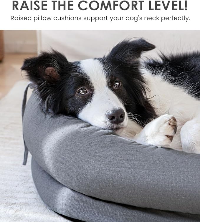Orthopedic Dog Bed for Small Dogs, Pet Sofa Bed with Egg Crate Foam, 4-Sided Bolster, Removable Washable Cover & Anti-Slip Bottom, Small Dark Gray