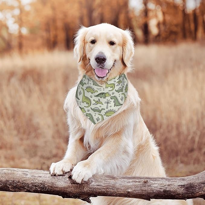 Miniature Dinosaurs Green Bones Dog Bandana Scarf Triangle Bibs Pet Accessories Cat Kerchief