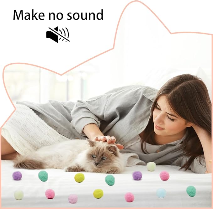 Andiker Cat Toy Ball Set, 30pcs Plush Cat Pom Pom Balls & 1 Plastic Cats Fetch Toy Launcher Set for Kitten Catch Fetch Interactive Cat Toy with Colorful Cat Ball for Indoor Cats (30 Balls+1 Launcher)