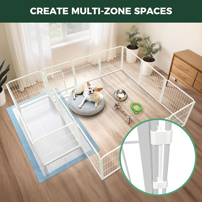 FXW Homeplus Unleashed Indoor Dog Playpen - Stress-Free and Safe Play, Heavy Duty 24 Inch 16 Panels with Connectors (Pack of 2) for Puppy and Small Dogs, White│Patented
