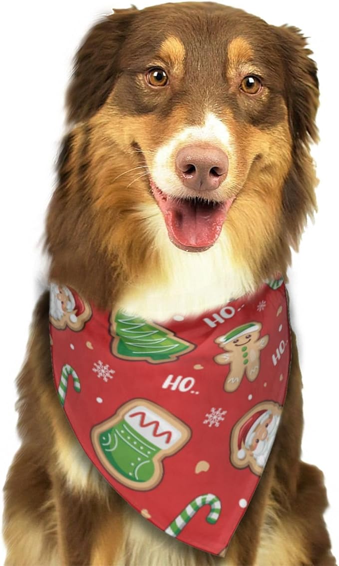Christmas Gingerbread Man Santa Claus Tree Candy Cane Cute Dog Bandana Scarf Triangle Bibs Pet Accessories Cat Kerchief White40 One Size