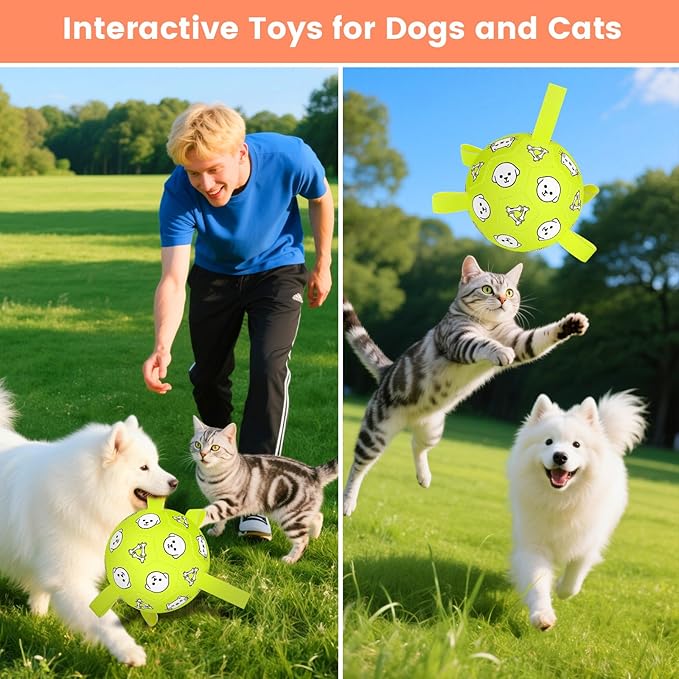 Dog Soccer Ball, Durable Dog Soccer Ball with Straps, Water Fetch Toys, Dog Toys Outdoor, Fun Puppy Birthday Gift for Small & Medium Dogs, 6 Inch