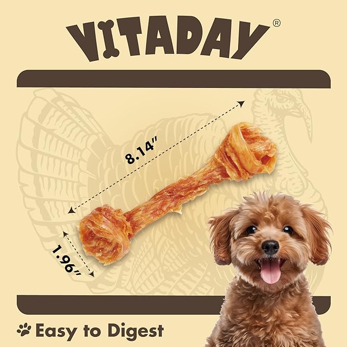 Turkey Tendons for Dogs, All Natural, Healthy Dog Treats, Long Lasting, Hypoallergenic Dog Chews, Rawhide Free, USA-Sourced, for Large Dogs, Bone (L), 1 Count Pack