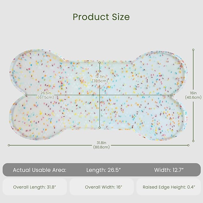 Dog Food Mat Anti-Slip Silicone Dog Bowl Mat Thicker Pet Placemat Waterproof Cat Feeder Pad with Raised Edge Puppy Kitten Feeding Mats Suitable Small Medium-Sized Dogs Cats Eating Tray