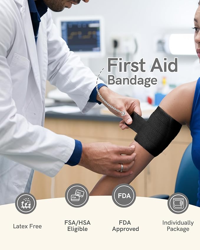 FriCARE Self Adhesive Bandage Wrap, Medical Tape in First Aid Kit, Cohesive Bandages for Wounds Sport Vet, 2 inches X 5 Yards 6 Rolls, Royal Garnet