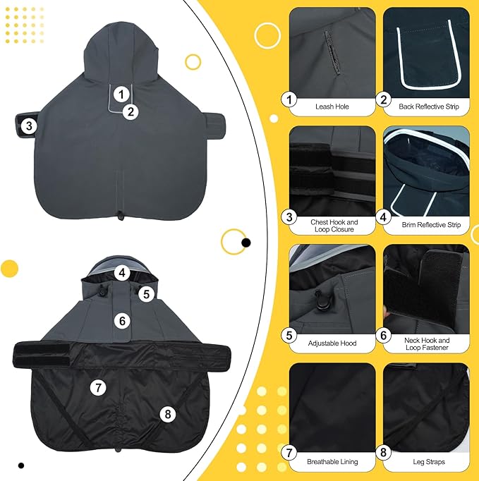 DENTRUN Dog Rain Jacket for Poodle, Bichon – Breathable Mesh Lined, No-Sleeves Easy Wear – Perfect for Rainy Day Walks, Park Visits, Travel, M