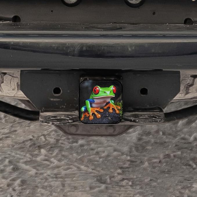 Swono 2 Inch Trailer Hitch Cover Tree Frog, Animal Red Eye Tree Frog Tree Branch Lightweight Hitch Covers Protector Car Exterior Accessories Towing Hitch Tube Cover Plug Cap