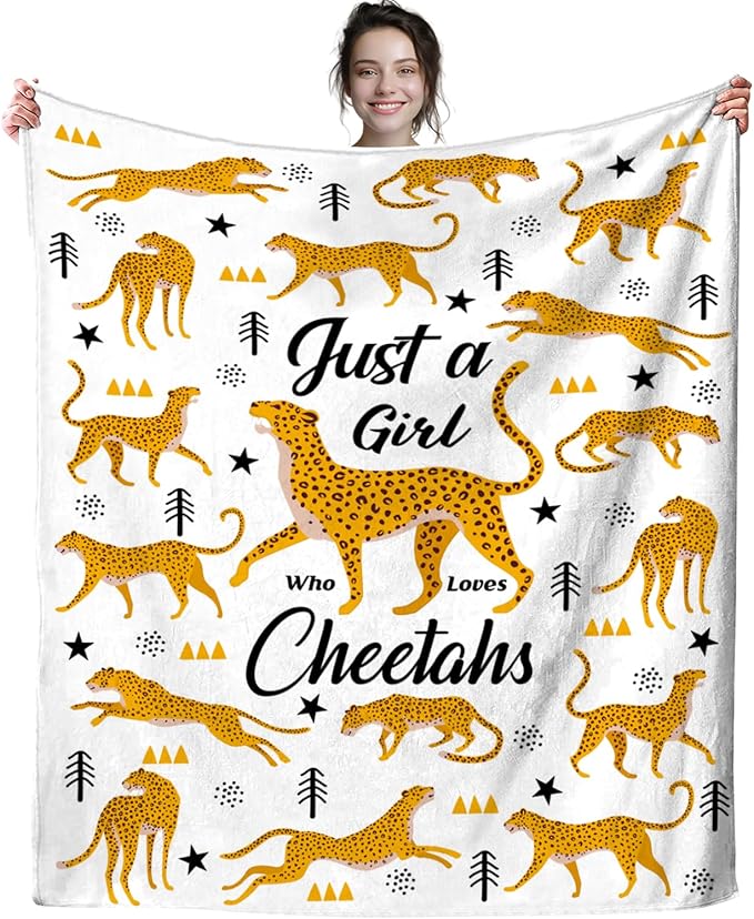 Cheetah Blanket Plush Gifts Just A Girl Who Loves Cheetah Blankets Ultra Soft Cozy Flannel Throw Blankets Bedding for Kids Girls Adults Women Gifts 80" x60