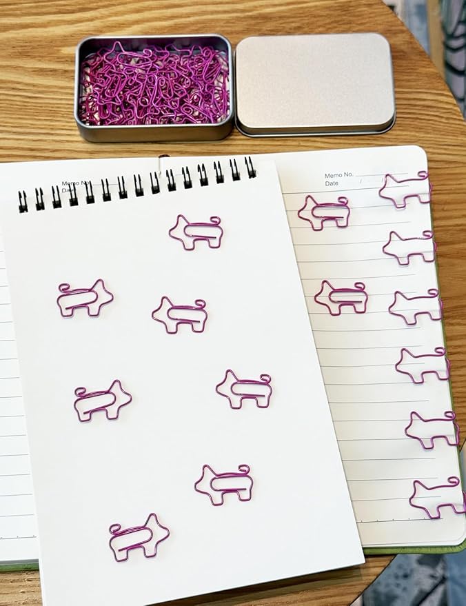 Cute Paper Clips, 60 PCS Pig Shaped Paper Clips Animal Bookmarks Clips, Assorted Colors, Fun Office Gifts for Women Men Coworkers Teachers Students Girls Boys, Christmas Gifts