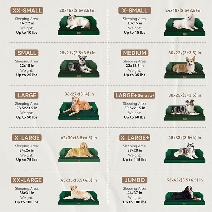 Large Dog Bed Orthopedic Washable: Beds Bolster - XL XLarge Big Dogs - Memory Foam - Ultra-Soft XXL Dog Crate Beds- Waterproof with Removable Cover