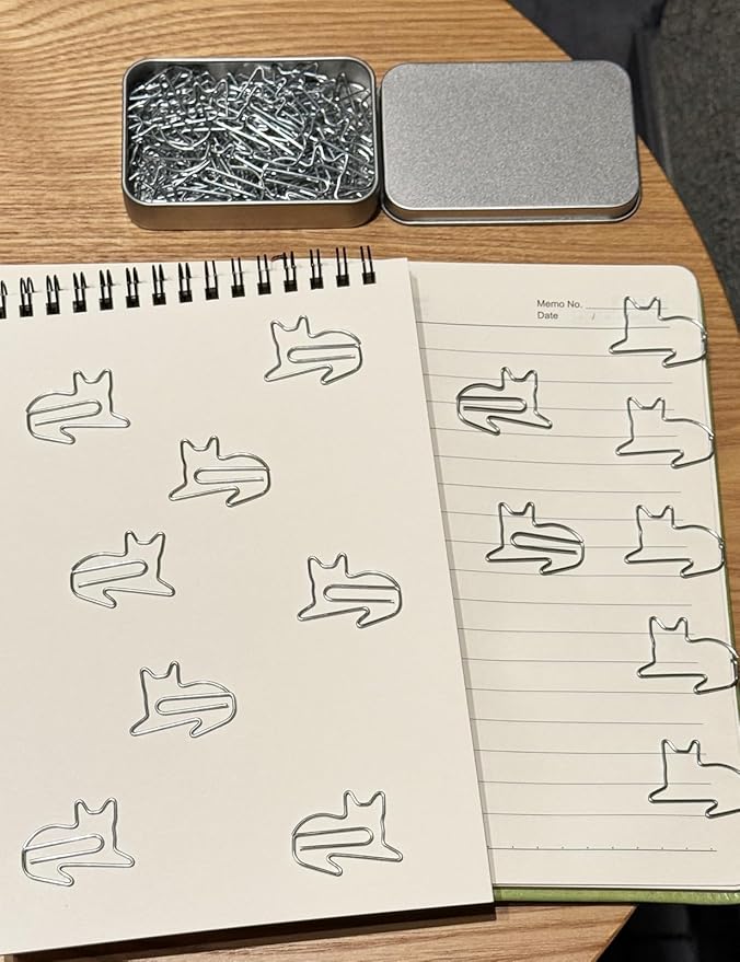 Cat Cute Paper Clips, 60PCS Cat Shaped Paper Clips Animal Bookmarks Clips, Assorted Colors, Fun Office Gifts for Women Men Coworkers Teachers Students Girls Boys, Christmas Gifts