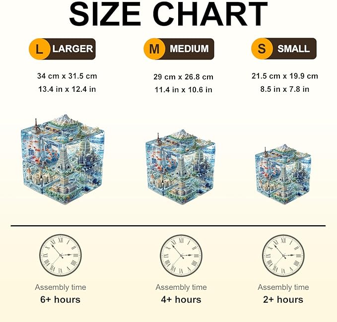 WOODBESTS Wooden Puzzles for Adults, Cube City Wood Puzzles Adult(170 Pieces, M, 11.4 * 10.6in), Unique Shape Wooden Animal Jigsaw Puzzles, Birthday Gifts for Adults Family Game