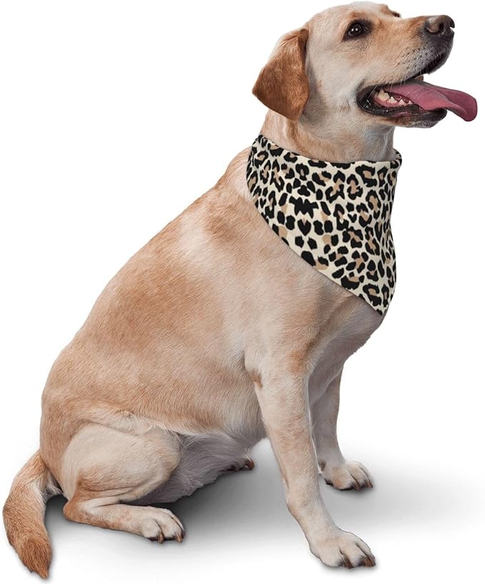 Leopard Print Dog Bandana,Soft Comfortable Pet Triangle Bibs Scarf for Puppy Cats Dogs, Cute Leopard Designs Washable Kerchief Scarf for Dog Lovers (Black)