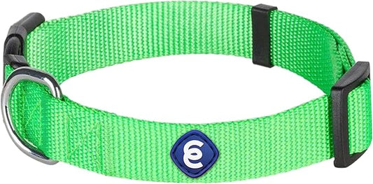 Blueberry Pet Essentials Dog Collar | Adjustable Girl Dog Collars for Medium Dogs | Neon Green Puppy Collar | Classic Nylon Dog Collars for Small Dogs | Pet Accessories