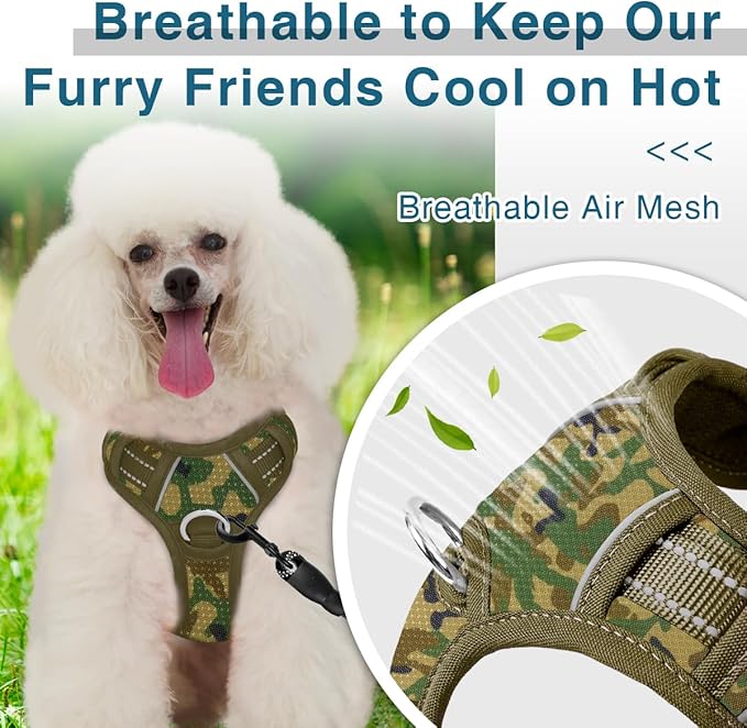 BARKBAY Dog Harness No Pull with ID Tag Pocket - Heavy Duty, Reflective, Easy Control for Large Dogs(Camo,XS)