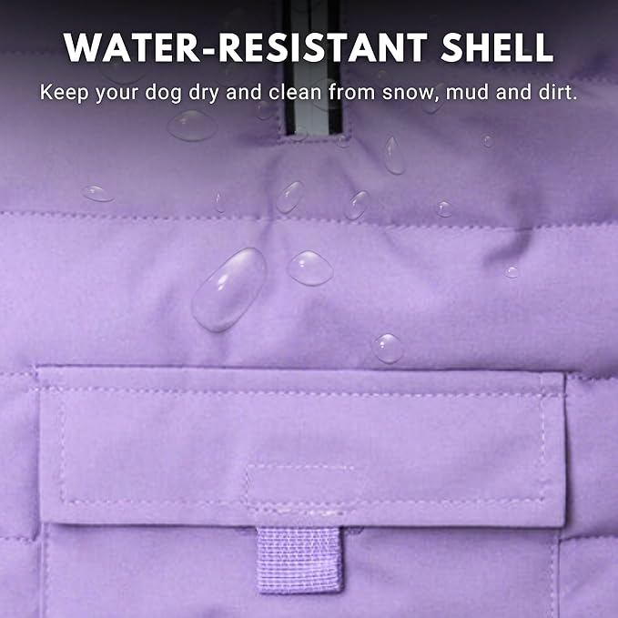 Spark Paws Dog Winter Jacket, Water-Resistant Coat, Warm Reflective Windproof Fleece-Interior, for Medium and Large Dogs - Lilac - XXL