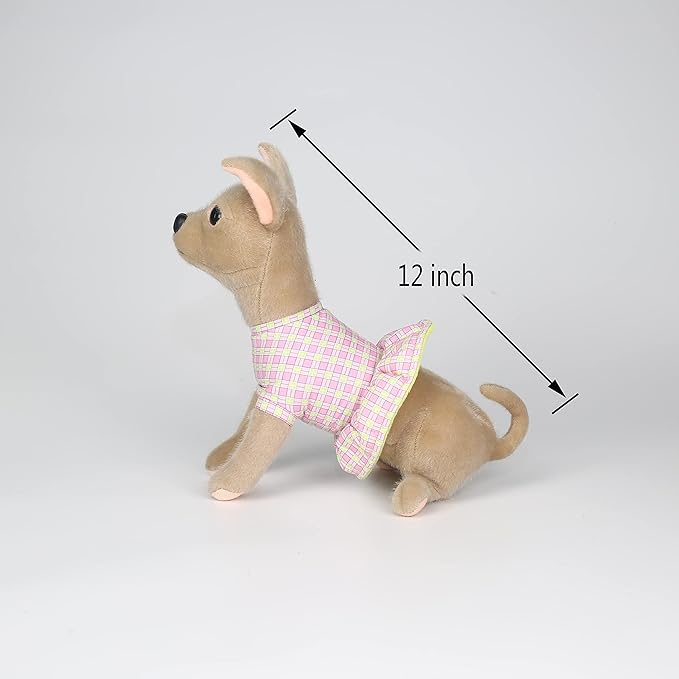 CU-MATE 12-Inch Stuffed Animal Chihuahua Plush Toy Realistic Puppy Dog Sitting in a Skirt (Present Gift)