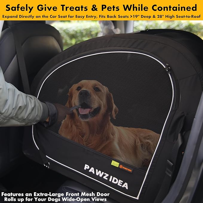 PAWZIDEA Large Dog Stroller with Detachable Carrier, Portable Dog Crate for Car Travel, Multiple Pet Strollers for Medium Dogs up to 80lbs, Adjustable Handle, All-Terrain 9” Wheels, Storage Organizer