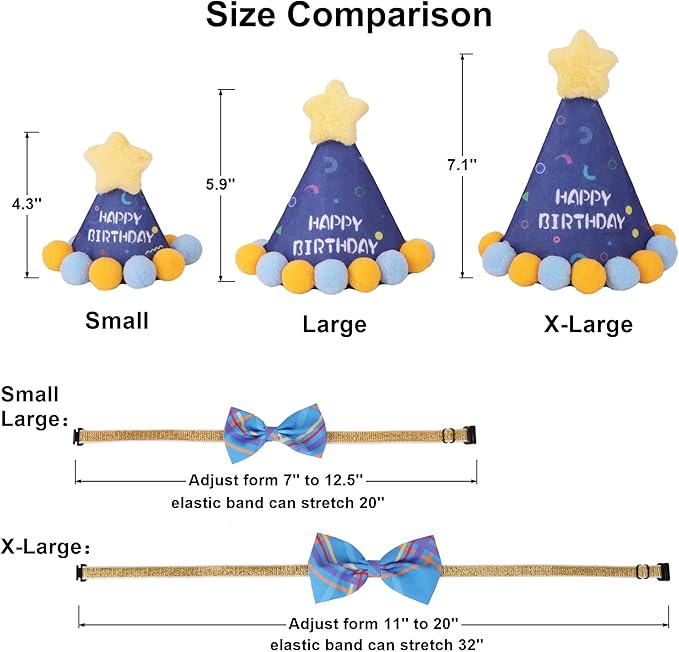 ADOGGYGO Dog Birthday Party Supplies, Blue Birthday Boy Puppy Bandana, Bowtie, Numbers, Party Hat for Small Dogs (Small)