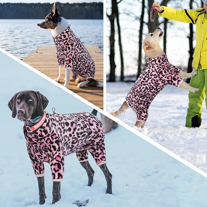 ROZKITCH Dog Warm Pajamas, Pet Windproof Warm Cold Weather Jacket Vest with Luminous Zipper, Jumpsuit Apparel Outfit Clothes for Small Medium Large Dog L-Pink 2XL