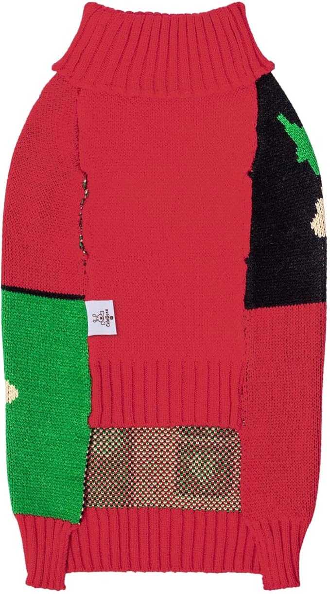 CuteBone Christmas Dog Sweater for Small Medium Dogs X-mas Knit Puppy Sweater Turtleneck Pet Winter Clothes Cat Apparel with Harness Hole