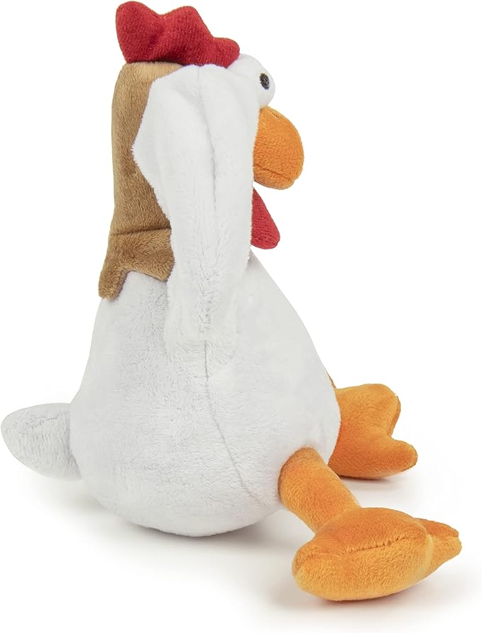 goDog Action Plush Chicken Animated Squeaky Dog Toy, Chew Guard Technology - White, One Size