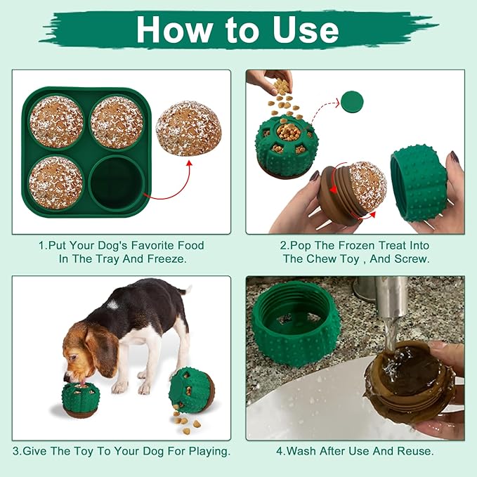 Cactus Dog Chew Toys - Interactive Dog Toy to Keep Them Busy, Tough Chew Toys for Dogs, Leakable Slow Feeder Dog Toy Ball for Medium and Large Dogs 25-75 lbs