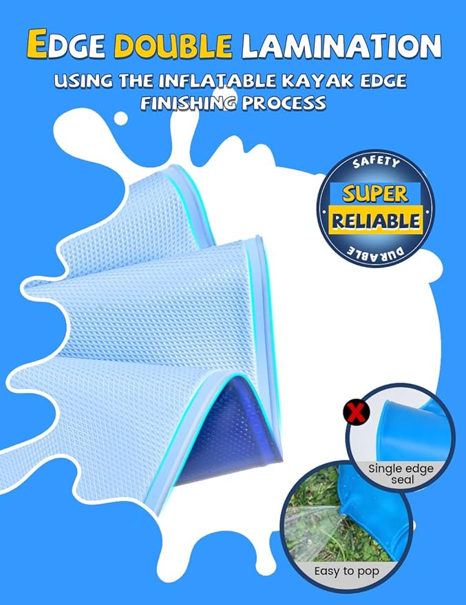 VISTOP Non-Slip Splash Pad for Kids and Dog, Thicken Sprinkler Pool Summer Outdoor Water Toys - Fun Backyard Fountain Play Mat for Baby Girls Boys Children or Pet Dog (87 inch, Blue&Blue)