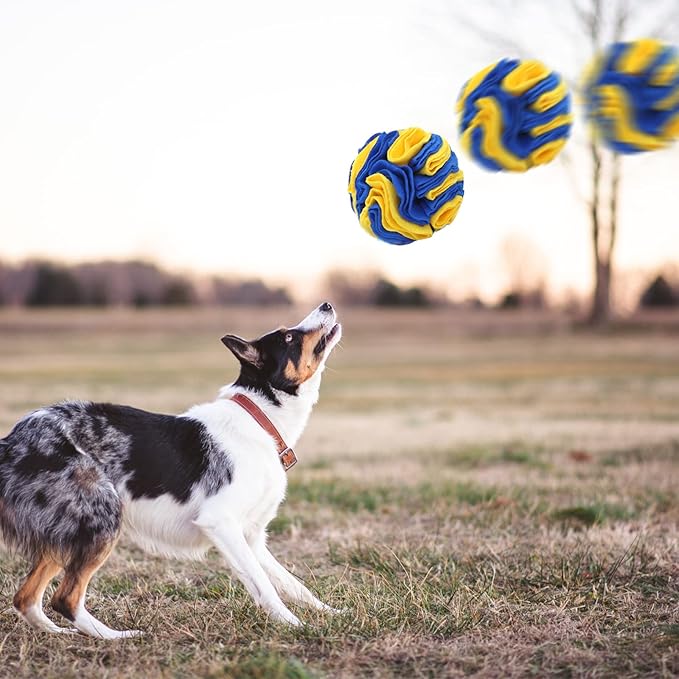 WishLotus Dog Snuffle Ball - Interactive Puzzle Toys for Dogs, Enrichment Feeding Mat Slow Feeder Stress Relief (Yellow+Blue)