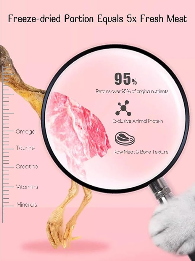 7 OZ Freeze Dried Little Quail Treats for Dogs Cats, High Protein Raw Dog Food, Single Fresh Ingredient Treats, Rawhide Free