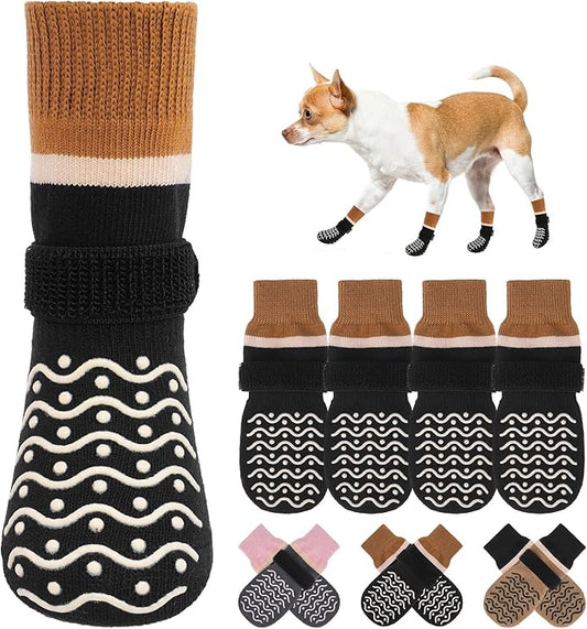 BEAUTYZOO Dog Socks to Prevent Licking Paws -Dog Boots & Paw Protectors with Grippers on Hardwood Floors, Dog Shoes for Hot/Cold Pavement Small Medium Large Senior Dogs Booties