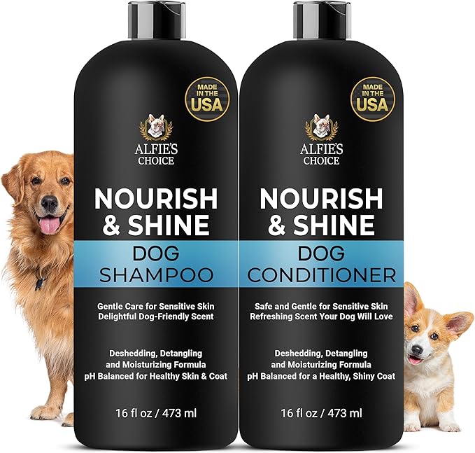 Dog Shampoo and Conditioner Set for Itchy Skin, Allergies & Odor – 2-in-1 Calming Formula with Lavender, Rosemary & Biotin – Moisturizing & Detangling – Safe for Puppies & All Breeds – 16 oz x 2
