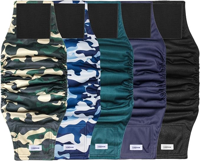 Reusable Dog Diapers Male, Premium Washable Belly Bands for Male Dogs, Pack of 5, High Absorbing Large Male Dog Wraps for Doggie & Puppy in Incontinence or Excitable Urination and Training(L)