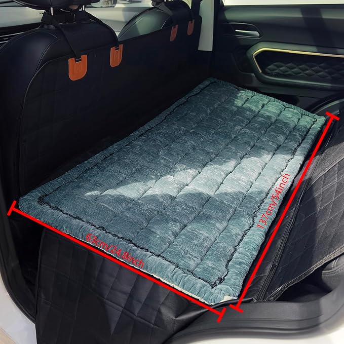 Backseat Pet Bed Mat, Truck Plaid Dog Bed for Car Back Seat, Deluxe Dog Seat Covers, Non-Slip Travel Pet Mat, Fit for Backseat Extenders and Trucks SUVs (Blue, 24.8x54 inch)