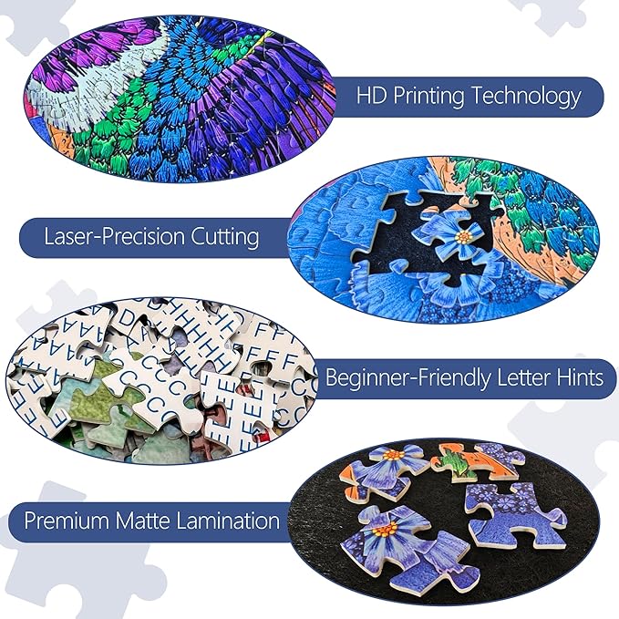 Hummingbird & Blooms Jigsaw Puzzles 1000 Pieces for Adults -Challenging Tropical Chroma Winged Jewels Art, Premium Matte Finish, 27.56 x 19.68 Inches, Perfect for Game Nights