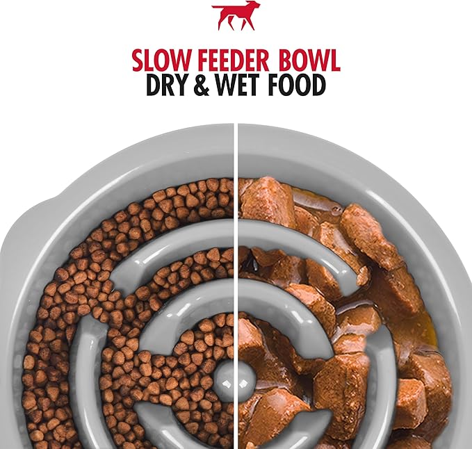 Tuff Pupper Slow Feeder Insert Bowl | Puzzle Maze Slows Down Eating | Elevated Feeder Tray Bowls | Standalone Dog Bowl | Pet Bowls Insert | Easy Clean Dishwasher Safe (2 Cups - Fits 7.5-8 Inch Hole)