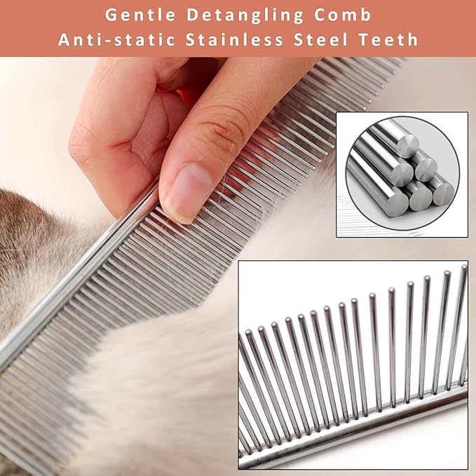 2-in-1 Dog Slicker Brush & Comb for Golden Retriever & Doodle - Easy Detangling & Deshedding, Tailored for Matted Coats of Long Curly Haired Doodle Mixes - Effortless Tangle-Free Grooming