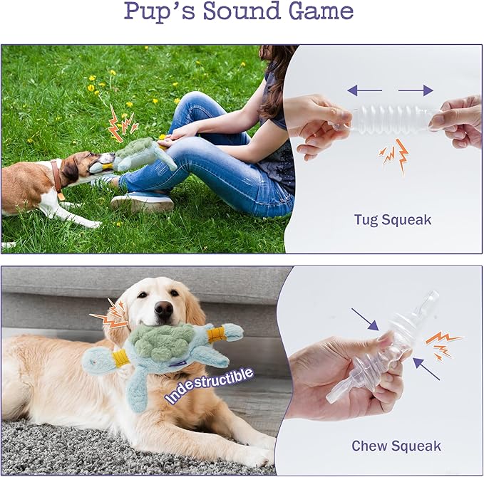 Turtle Squeaky Dog Toy - New 2025 Indestructible Tug of War Crinkle Dog Toy for Aggressive Chewers, Tough Large Breed Interactive Trianing Fun to Keep Them Busy