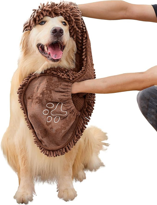 Super Absorbent Microfiber Dog Towel – Large Quick Dry Pet Bath Towel for Drying Dogs After Bathing, Swimming & Grooming – Puppy, Small & Large Dog Bath Supplies-Coffee (Coffe)