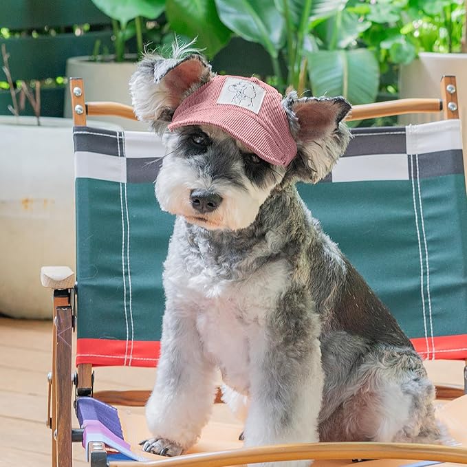 Pet Dog Baseball Cap, Cat Hat, Cat Dog Sun Cap with Ear Holes, Adjustable Puppy Outdoor Sun Hat (Pink, Small)