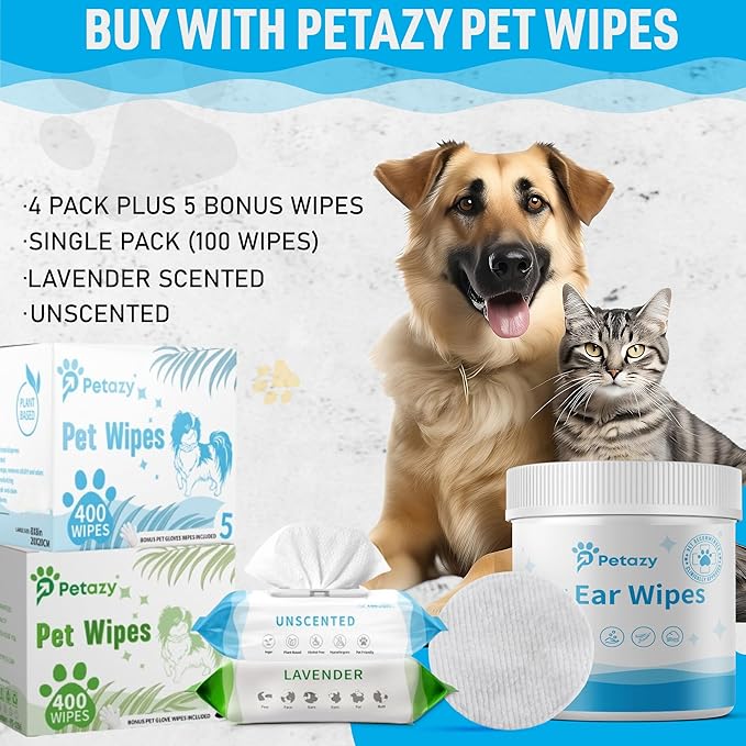 Dog Ear Wipes for Dog Yeast Wax Itch and Odor | Unscented Dog Ear Cleaner for Dogs | Natural Cleaning Puppy Ear Wipes | Soothing Ear Wipes for Pets Cat | Natural Ingredients | 120 XL Pcs