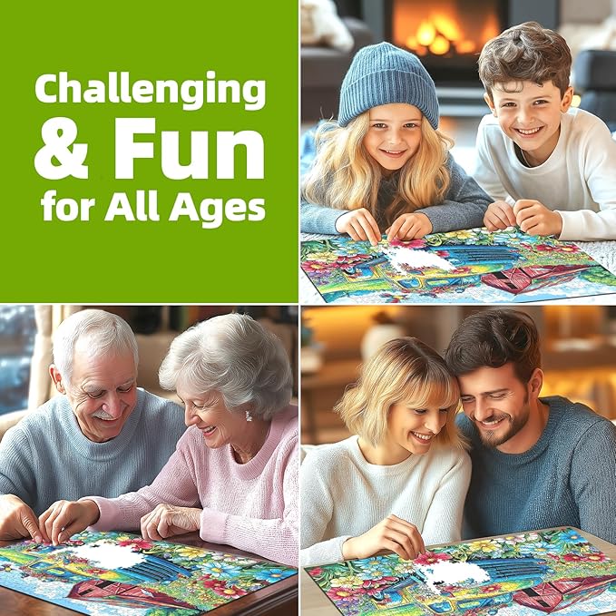 1000 Piece Puzzles for Adults, Graffiti Pickup Truck & Hummingbird Puzzle for Adults, Clearance Challenge Art Jigsaw Puzzle, for Gift Birthday Party Games Family, 27.5 * 19.7 Inch Dust Free Puzzle