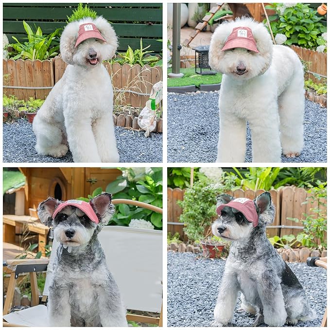 Pet Dog Baseball Cap, Cat Hat, Cat Dog Sun Cap with Ear Holes, Adjustable Puppy Outdoor Sun Hat (Pink, X-Small)