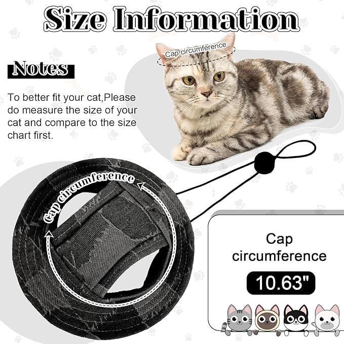 QBLEEV Cat Hats for Cats Only, Sphynx Hat with Ear Hole, Hairless Cat Cowboy Hats for Birthday Party Halloween, Kitten Headwear Sun Sombrero Caps, Chihuahua Sunscreen Baseball Outdoor Climbing Cap