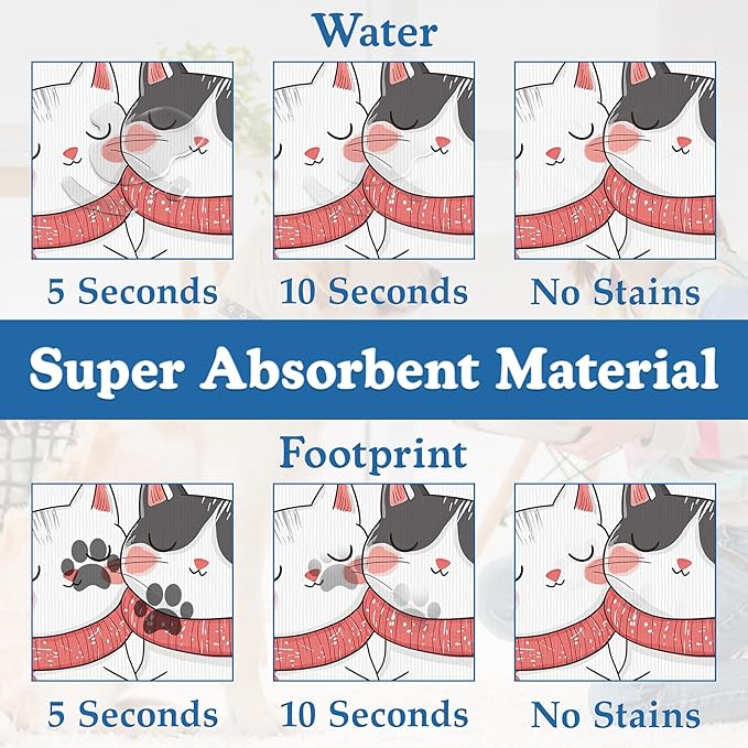 Sweet Cat Lovers Dog Cat Food Mat–Absorbent Waterproof Placemat for Food and Water Bowls, Non Slip Rubber Backing, Feeding Mat for Clean Floors 12"x20"